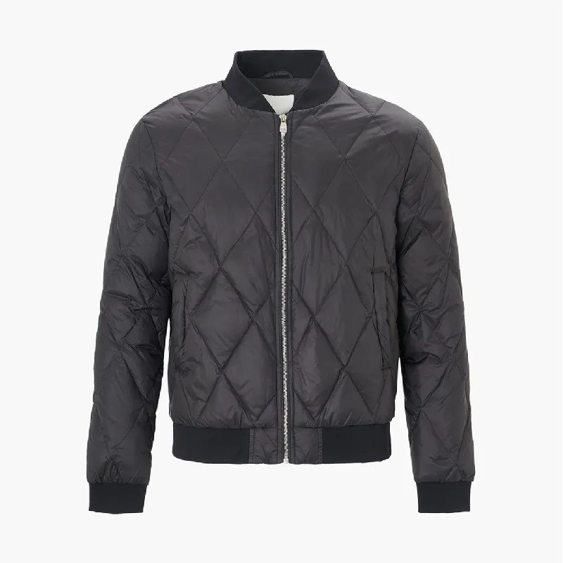 Men Bomber Nylon Puffer Down Jacket Skillful Manufacture Drop-shoulder Loose Black Mens Thick Crop Down Puffer Jacket