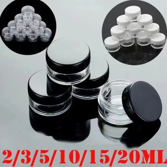 Пластиковые пустые прозрачные косметические банки mini 2 г/3 г/5 г/10 г/15 г/20 г контейнер для косметики флаконы лосьона коробка крема лица контейнеры образцов гелевая бутылка