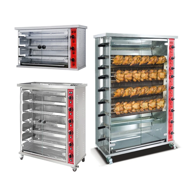 3/6/9 Rods industrial gas chicken rotisserie grill oven gas machine for sale