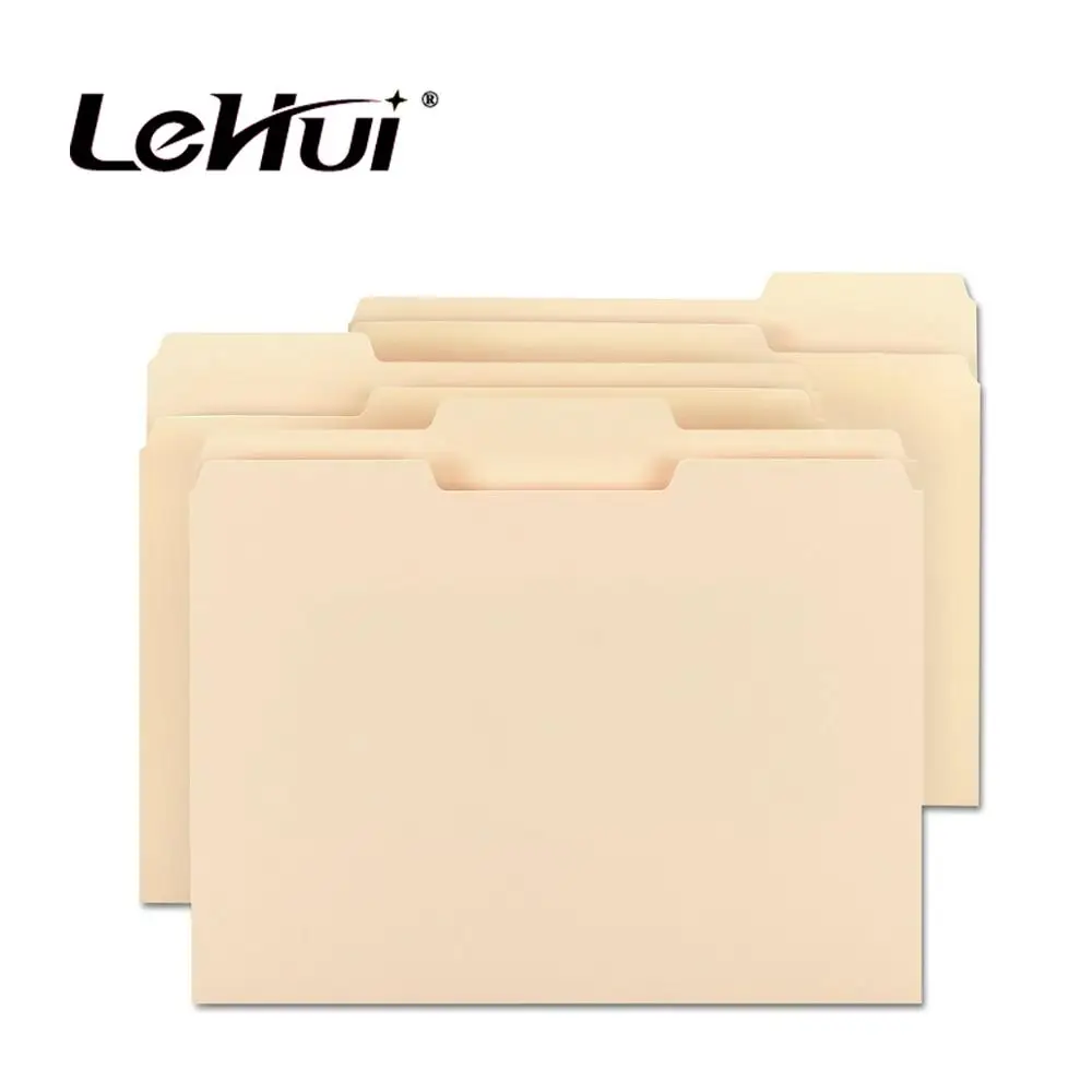 2023 popular 1/3-Cut Tab Letter Size Assorted Positions 100pcs  Per Box Buff Manila File Folder
