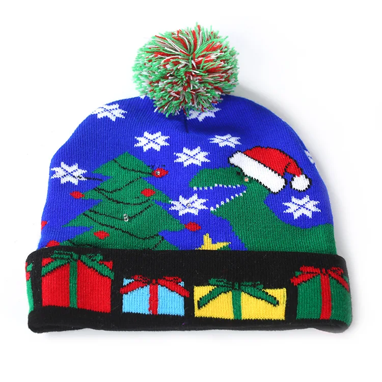 Happy new year  knit beanie skull cap hat sports caps custom hats for winter