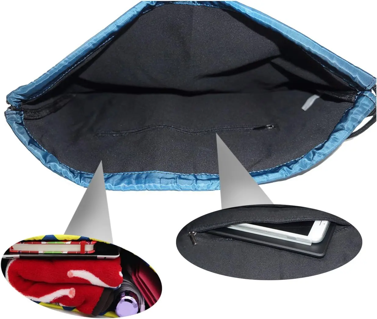 Meffort Inc Lightweight Drawstring Bag Sport Gym Sack Bag Backpack with Side Pocket - Almond Blossom