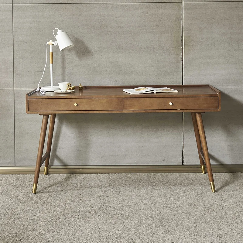 Fashion Computer Desk Office Home Use Bookshelf Combination Wood Classics Double Notebook Table