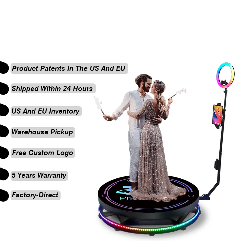 2024 New Adjustable 360 Photo Booth Photobooth 360 Video Photo Booth Rotating Automatic 360 Photo Booth