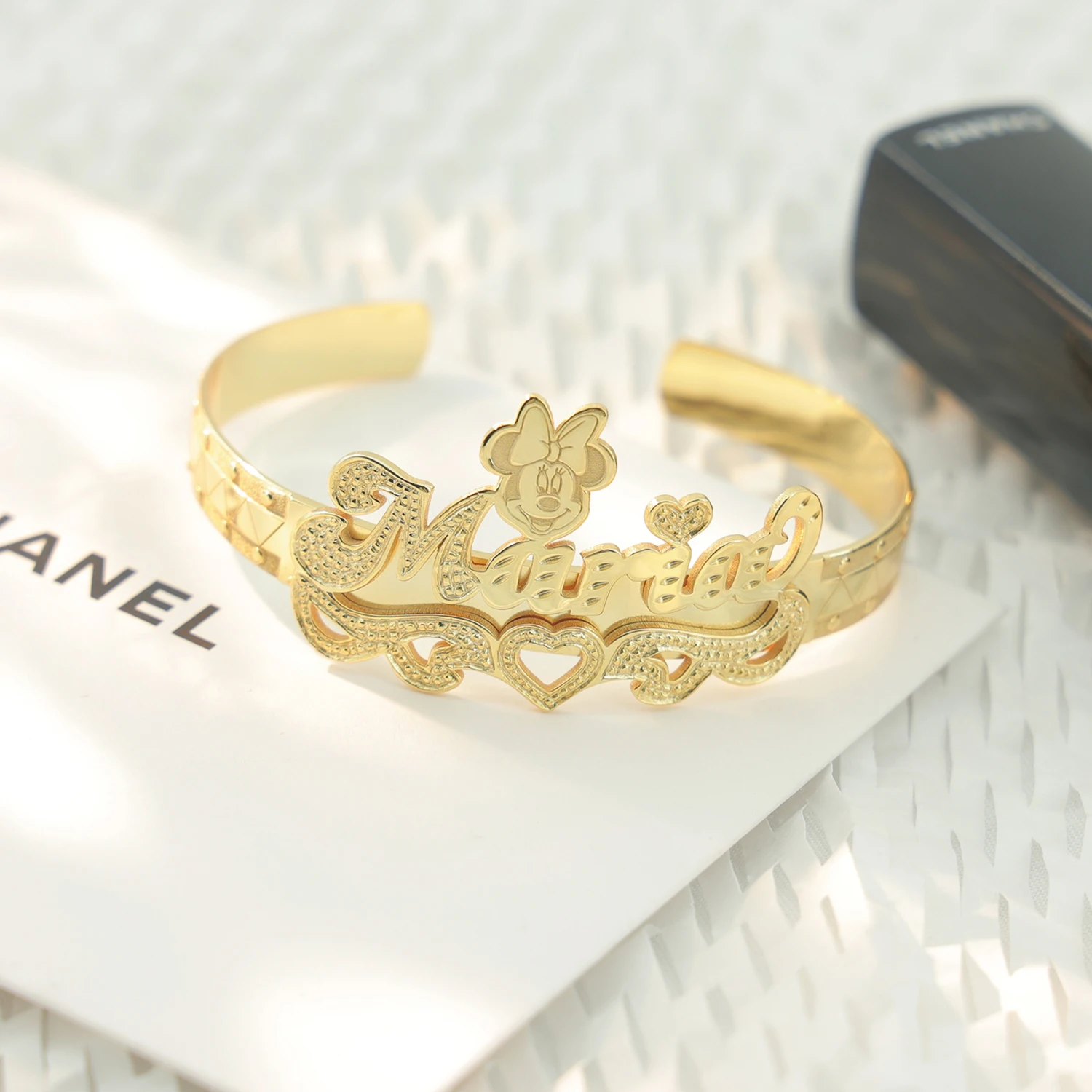 Luxury Women kids custom jewelry  18k Gold Bangles Personalize Letter Cartoon Bangle Adjustable Cuff Bracelets Fashion Jewelry