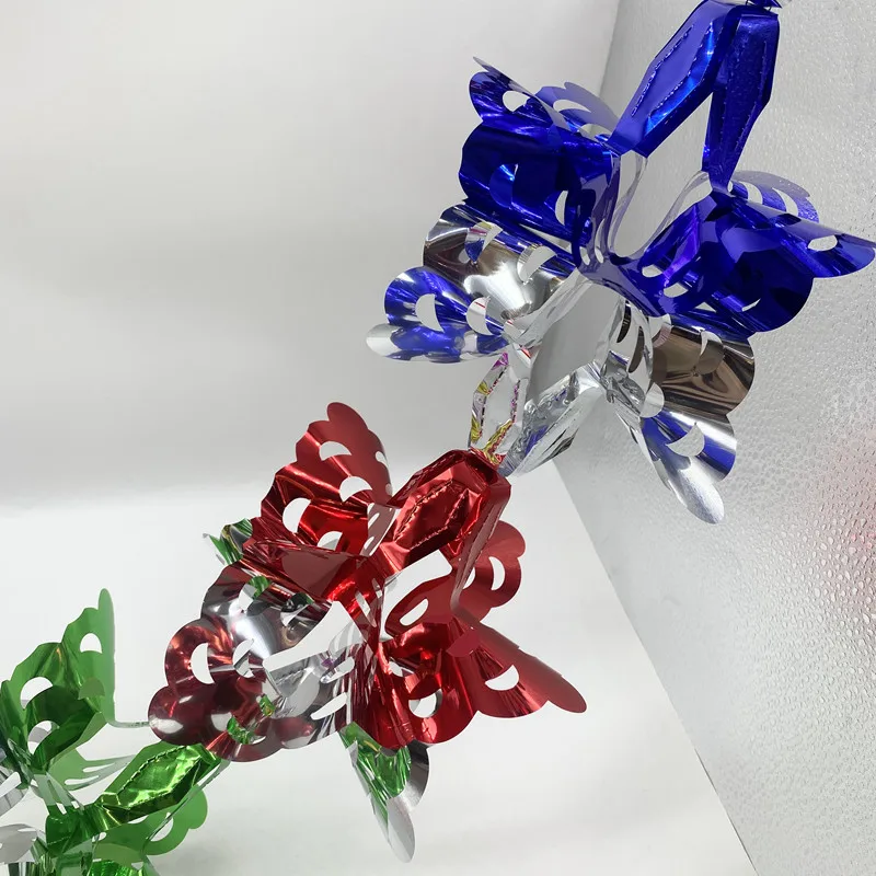 Christmas Tinsel Garland Fold Stretch Colorful Flower Drawing Curved Hollow Tinsel Garland For Holiday Decorations