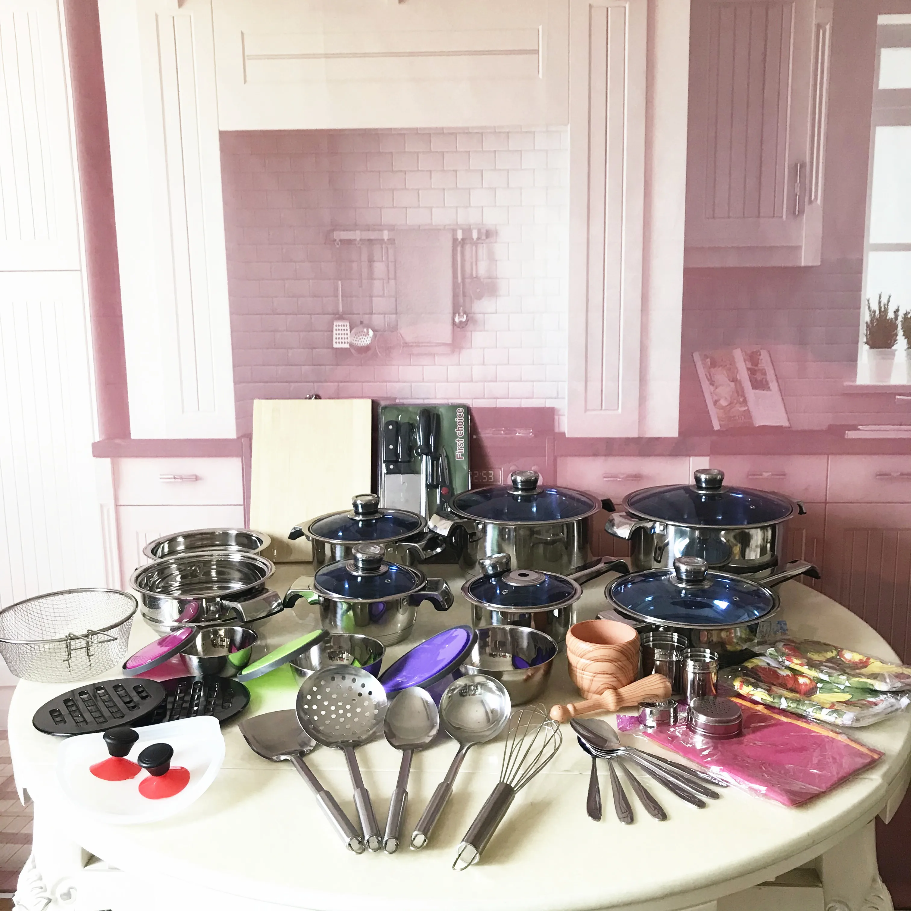 50pcs cookware set stainless steel set pot kitchen cookware cooking pot