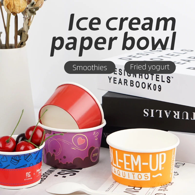 Wholesale High Quality Customizable Environmentally Friendly Degradable disposable ice cream paper cardboard cups