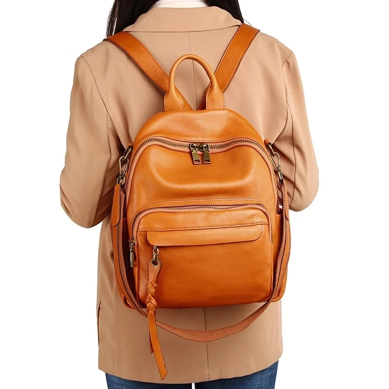 Luxury Genuine Leather Women Backpack Vintage Style Lady Travel Shoulders and Backpack Girl School Bag Female Leather backpack