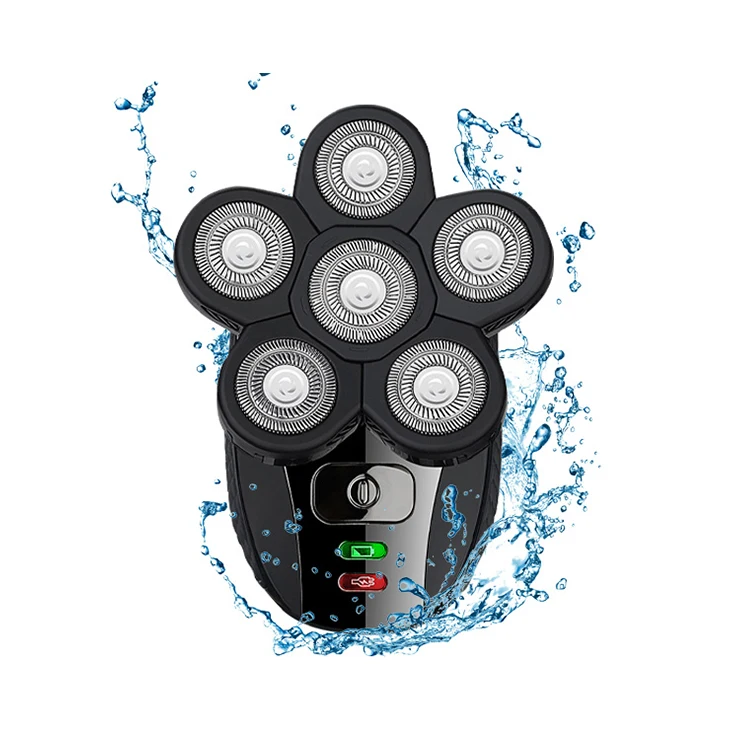 Electric Razor 6 Heads Mens Bald Nose Barber Hair Razor 5 In 1 Portable 4D Headshaver Mens Waterproof Electric Shavers