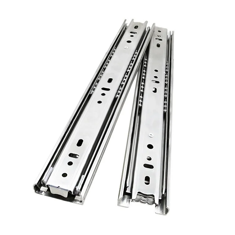 Stainless steel three-section drawer rail silenced ball thickened guide rail lengthened load-bearing cabinet drawer rail