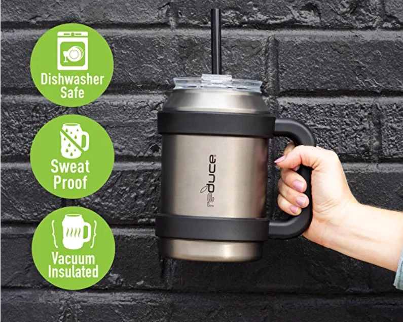 50oz stainless steel tumbler  big capacity  drinkmore Tumbler with Handle and Straw Stainless Steel water bottle