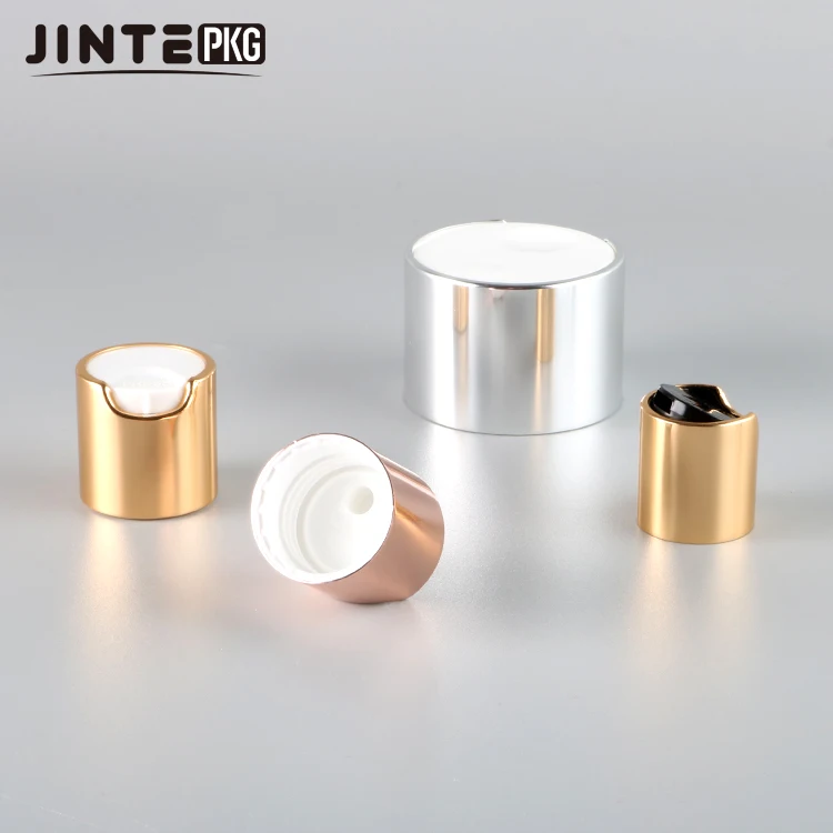 24/410 28/410 Gold Silver Metallic Disc Top Cap Aluminum Plastic Screw Cap Custom Color Bottles