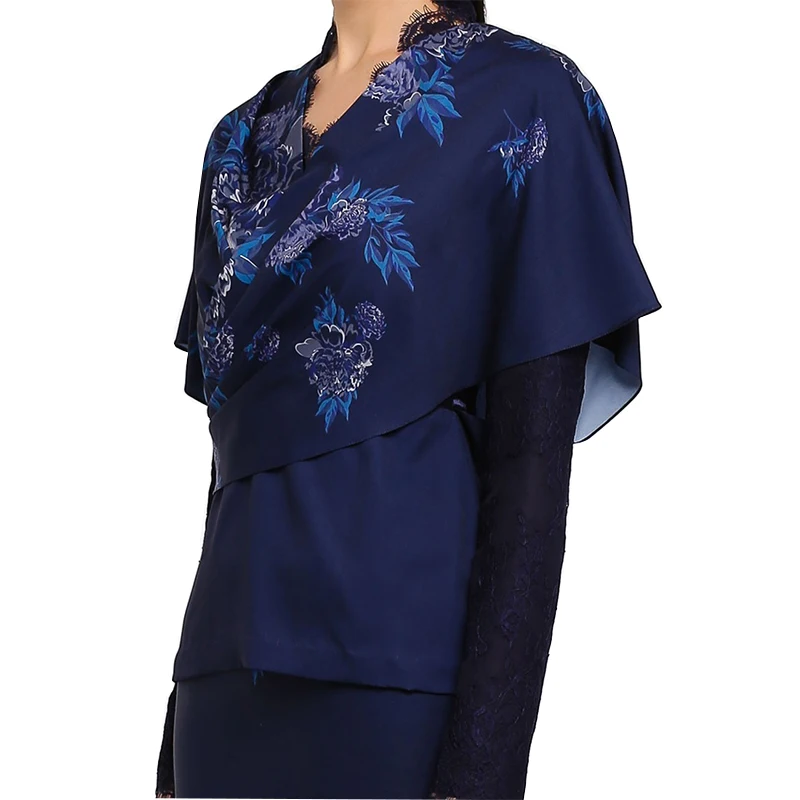 New Style Fashion Baju Kurung Drak Blue Long Sleeves Baju Kebaya Muslim Dress Islamic Clothing