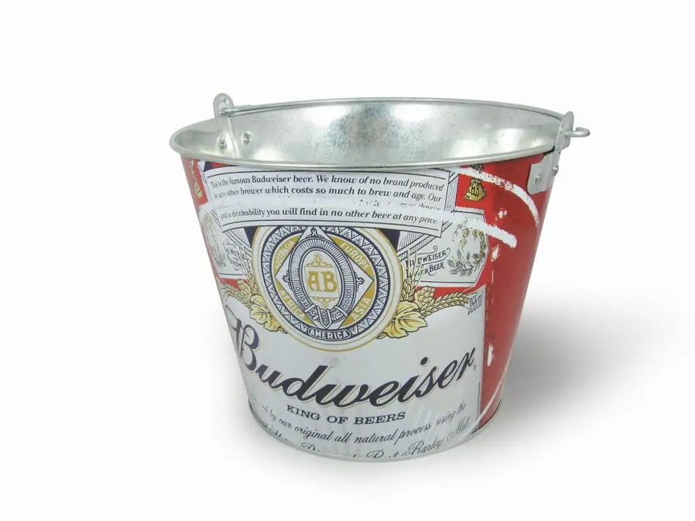Factory 5L customized design Galvanized Metal Champagne Wine Beer Ice Bucket for outdoor