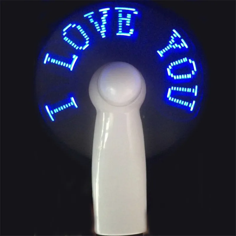 Mini Portable Programmable Advertising Promotional Handy Led Light Up Custom Message Handheld Fan With Led Message