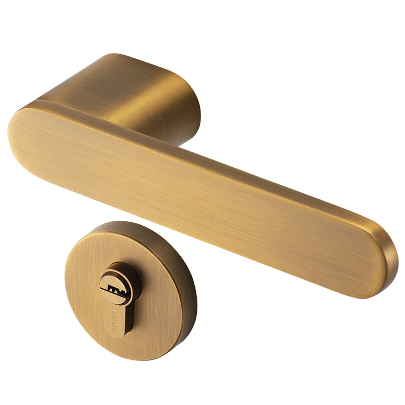 Nordic Door Lock Indoor Silent Room Door Bedroom Magnetic Yellow Bronze Split Locks For Home Door Use