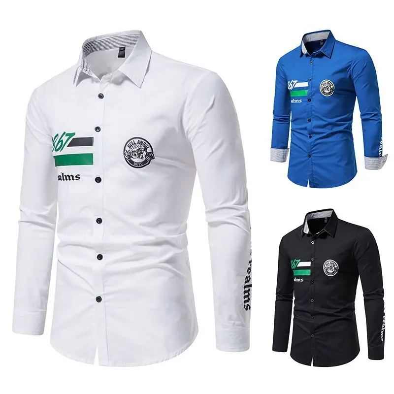 2022 New Arrival Spring Men Fashion Lapel Solid Color Single-breasted Cardigan Shirt Long Sleeved Casual Slim Fit Top