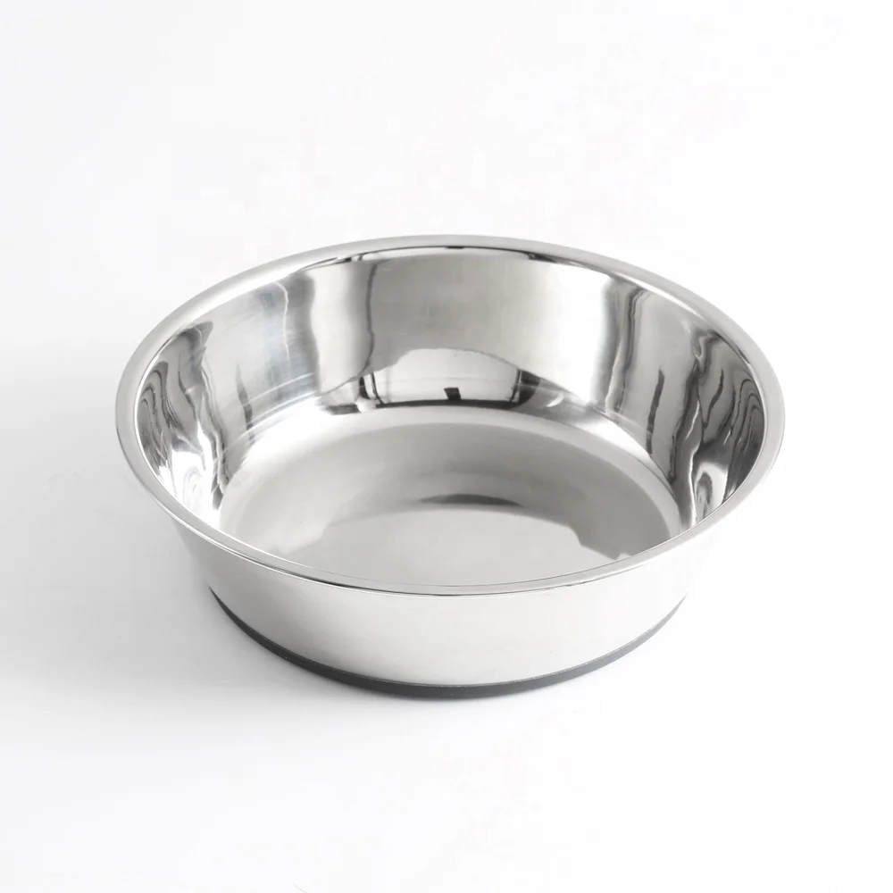 Non Slip Stainless Steel Dog Bowl With Rubber Base Stainless Steel Pet Food Drinking Bowl Dish