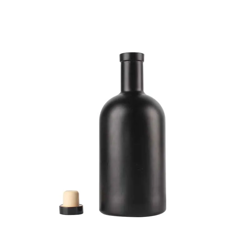 Matte Black Empty Liquor Bottle 500ml 750ml Nordic Gin Whiskey Vodka Spirit Glass Bottle 1000ml for Liquor Rum