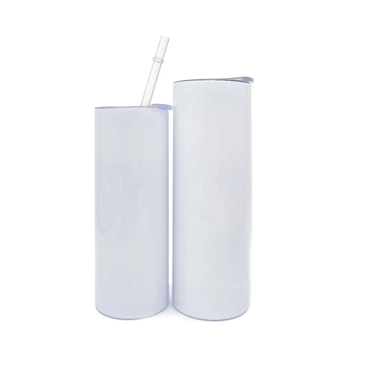 STRAIGHT Stainless Steel 20oz White Blank Sublimation Skinny Tumbler Cup 20 oz Matte Sublimation Blanks Tumbler with Lid Straw