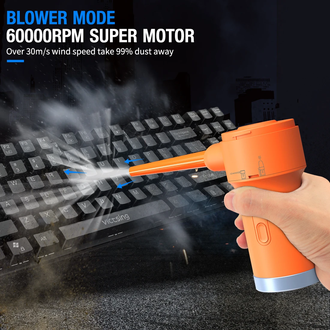 OPOLAR 6000mAh Cordless Car Vacuum Cleaner Air Duster & 2-in-1 Electric Compressed Blower for Computer