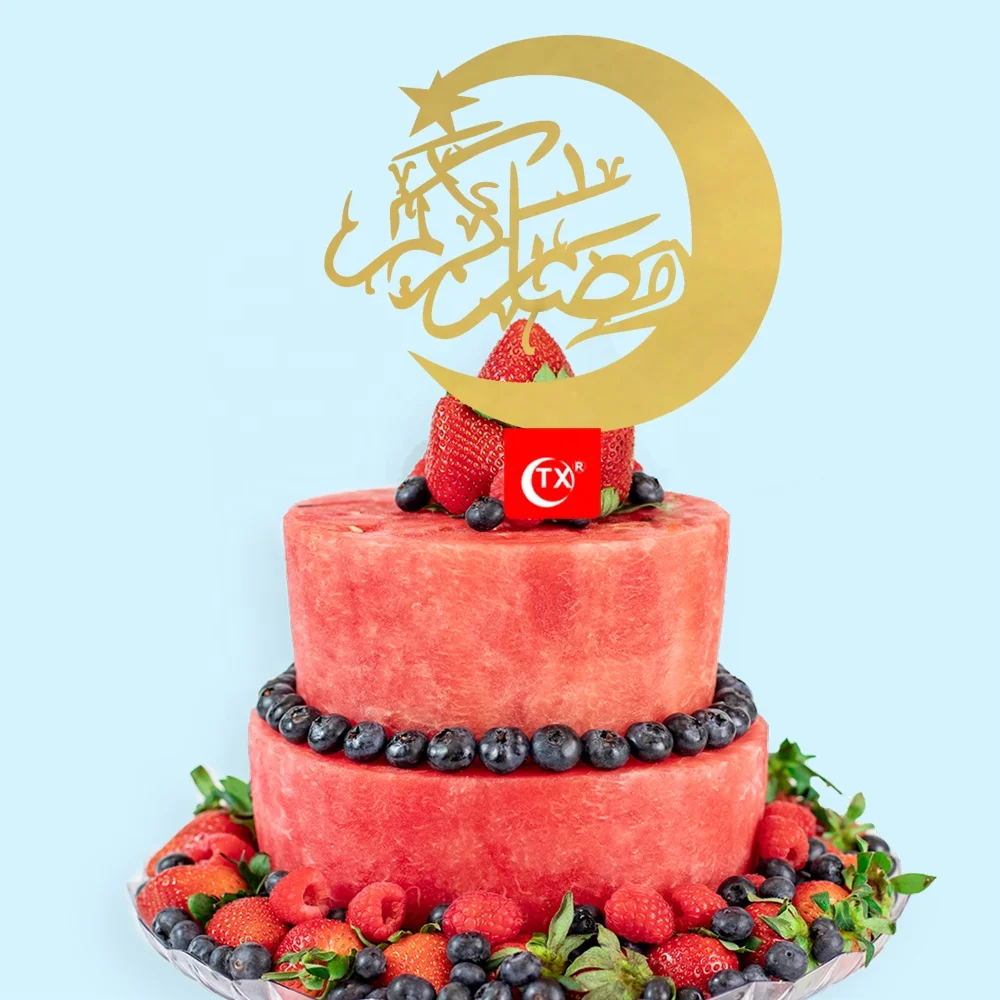 TX арабский язык Eid Mubarak Moon Star акриловый торт Topper для украшения торта Happy Eid Party Hajj Mubarak Подарочное украшение