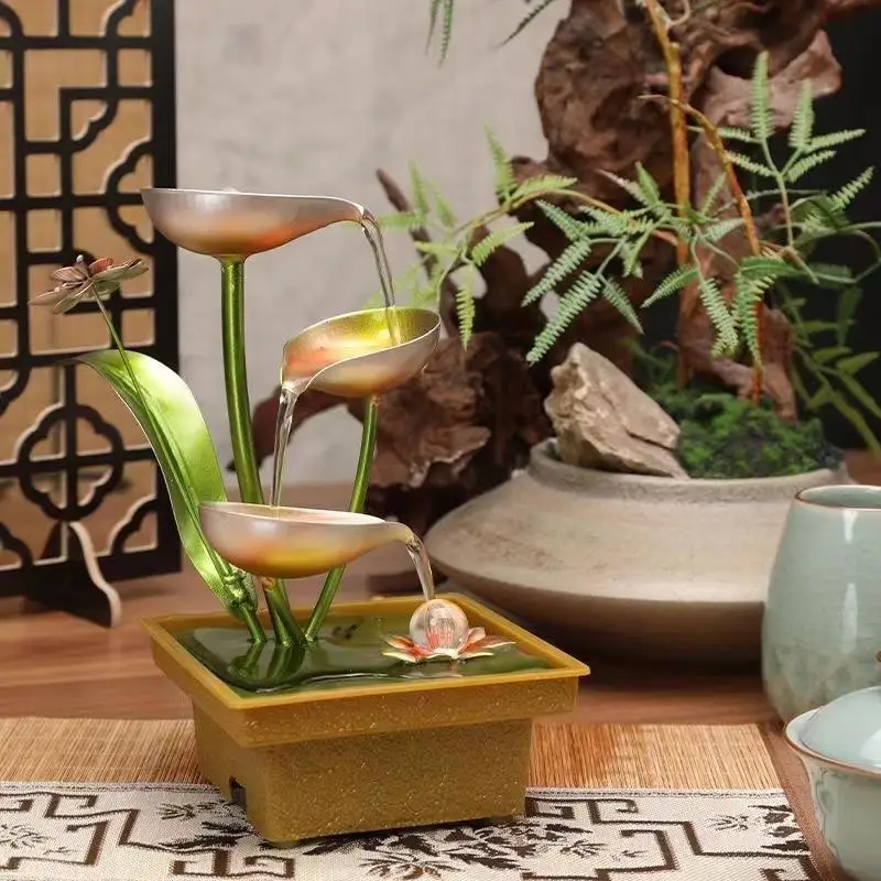 Art Battery Flowing Decoration Creative Wealth USB Charging Cable Iron Indoor Desktop Humidification Battery Fountain