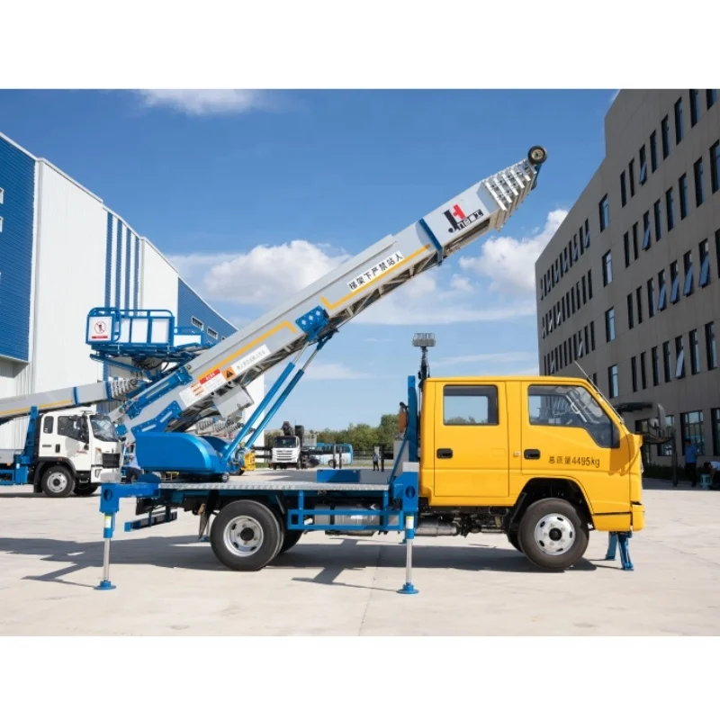 JIUHE 32m Remote Control Construction Lifter Ladder Transport Truck Aerial Ladder Lift Truck with bucket