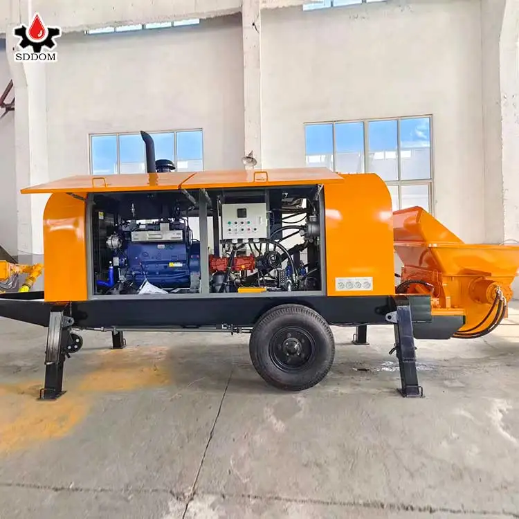 SDDOM Brand Factory Supplier 10-80 M3/h diesel or Electric Portable Small Mobile Concrete Pump Trailer