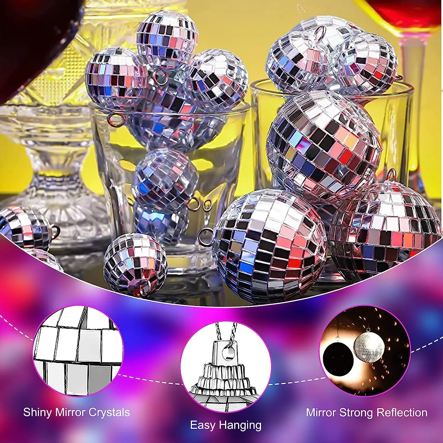 Hot Sale Wedding Home Christmas Foam Planter Color Ornament Giant Small Decorations Mini Mirror Disco Ball