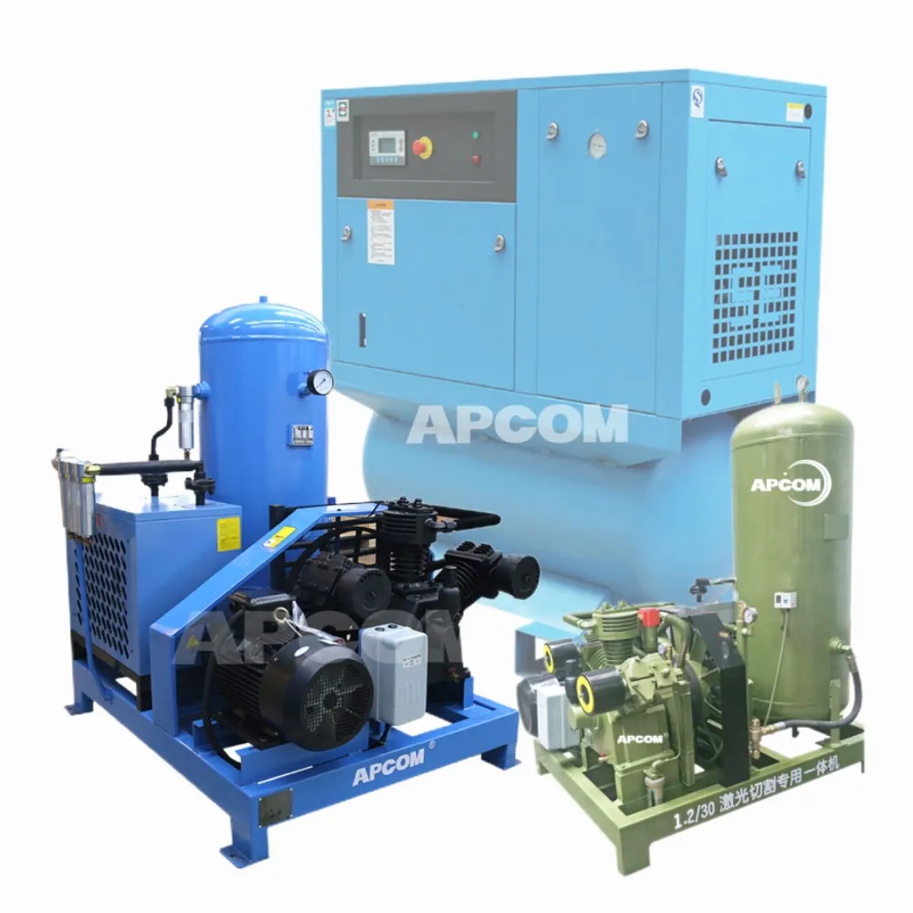 APCOM 25hp 30hp 22kw 40hp 30kw 37kw 50hp high pressure booster piston screw air compressor 7.5kw 10hp 11kw 15hp 15kw 20hp 18.5kw