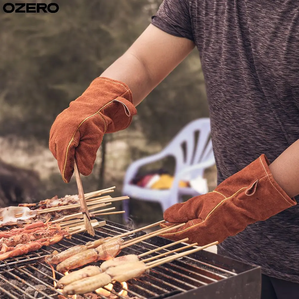 Comfortable OZERO Waterproof Holiday celebrations Reliable Bbq Gloves Leather