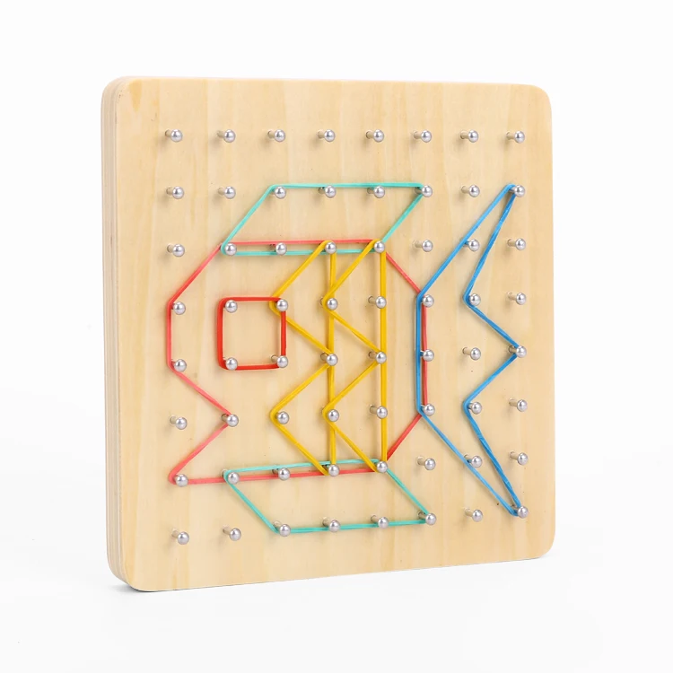 Early Education Rubber Band Geoboard wooden Mathematics puzzle Geometry animal Montessori Toys for Kids