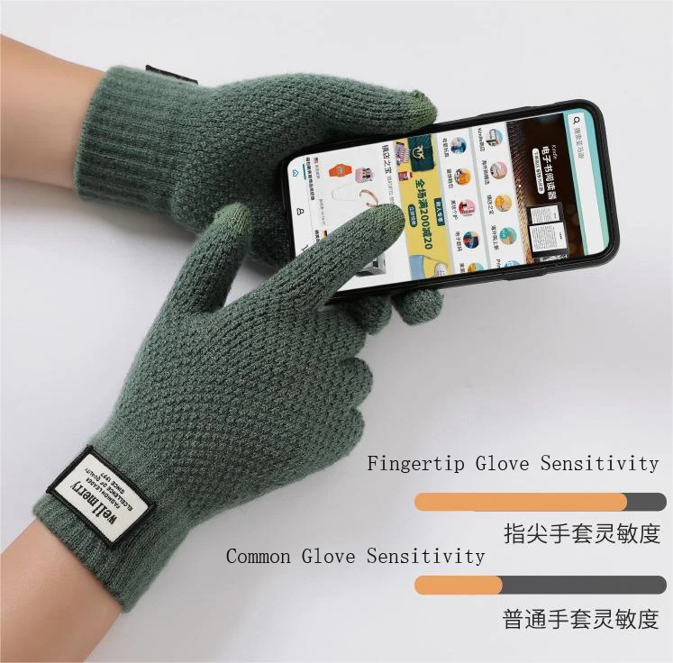 Новинка 2022 простые вязаные мужские плотные жаккардовые теплые перчатки из искусственного кашемира с бархатной