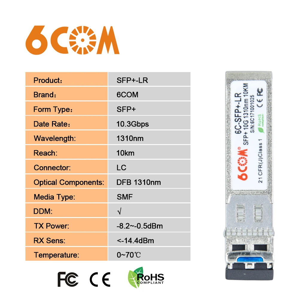 Совместимый SFP- 10G-LR 10gbase LR SFP + 1310 нм 10 км LC дуплексный модуль приемопередатчика