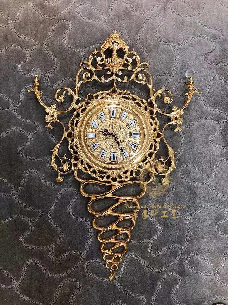 Luxury Wall Clock Home Decoration Antique Style Golden Copper Wall Clocks