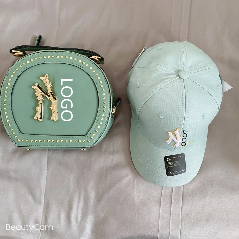 
2021 Stock Quick Shipping Latest Women n hats and bag set hand bags and hats Pu Y hat and purse set 