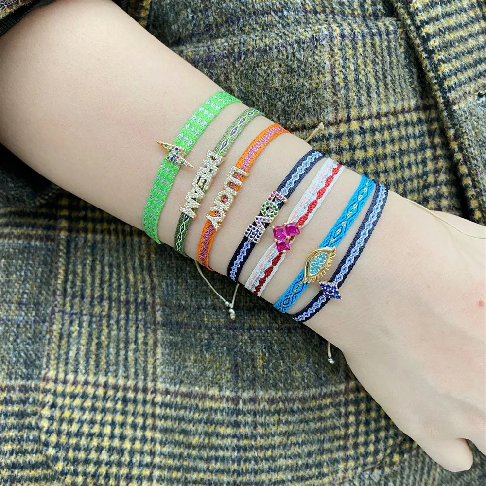 Bohemia Handmade Fabric Beach Bracelet Handwoven surf bracelet For Women And Men Braided Friendship Stack Bracelet