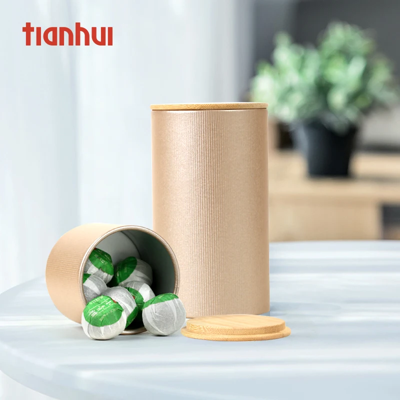 Tea Biodegradable Custom Printed Round Boxes Tube Food & Beverage Packaging Specialty Paper Stamping,gold Foil 83 Series PT-8301