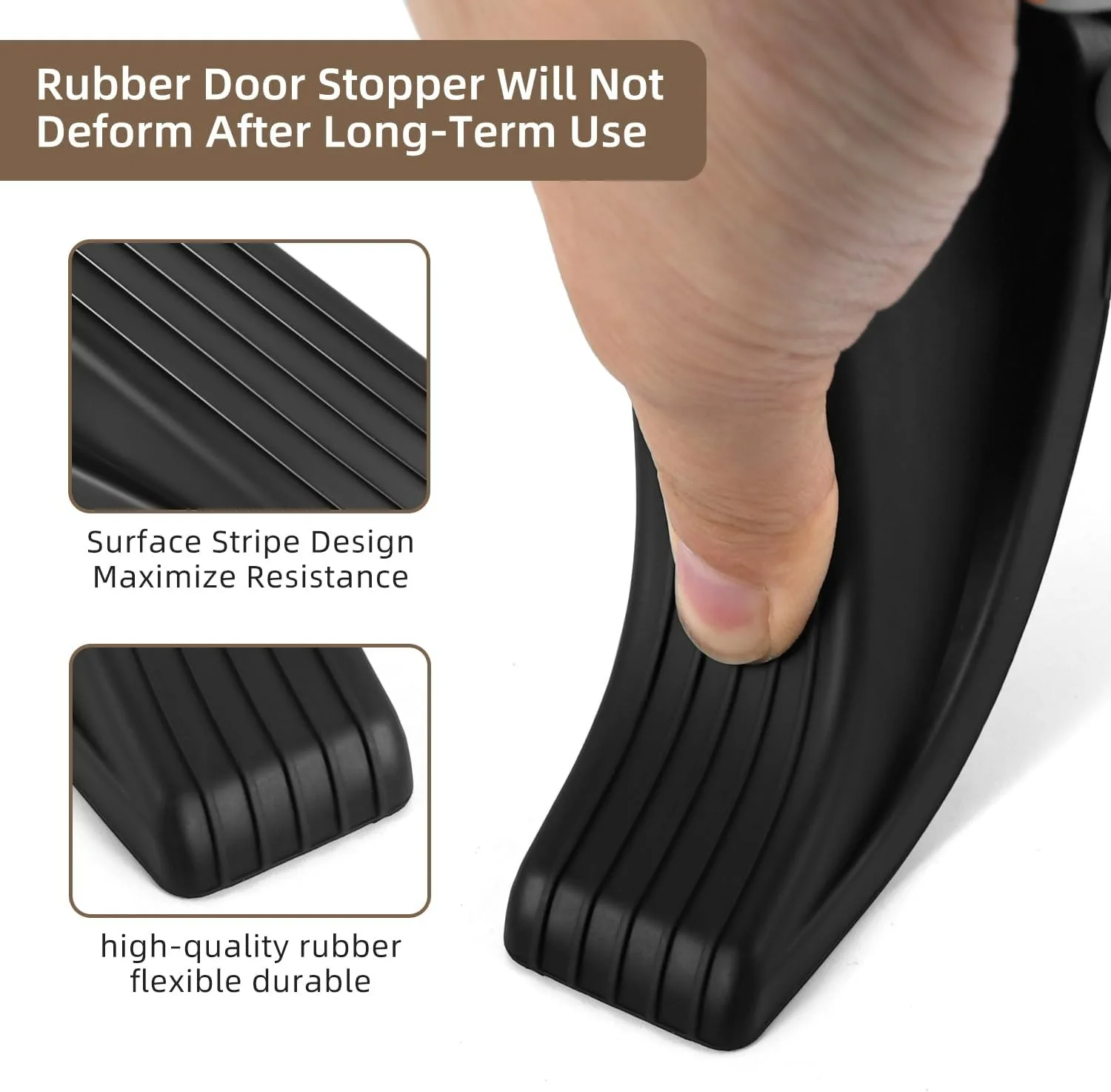 Premium Rubber Door Stoppers for Bottom of Door on Floor Wedge  Sturdy Stackable  Stops for Heavy Duty Door