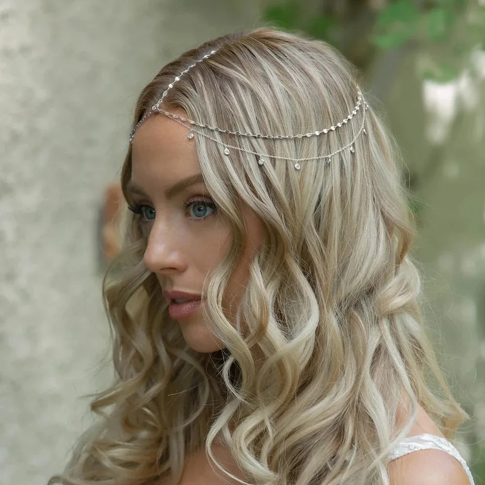 Luxury rhinestone pendant wedding headdress simple bridal wedding dress sparkly hair fashion jewelry accessories simple design