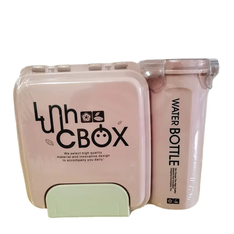 simple design student plastic lunch box with water bottle