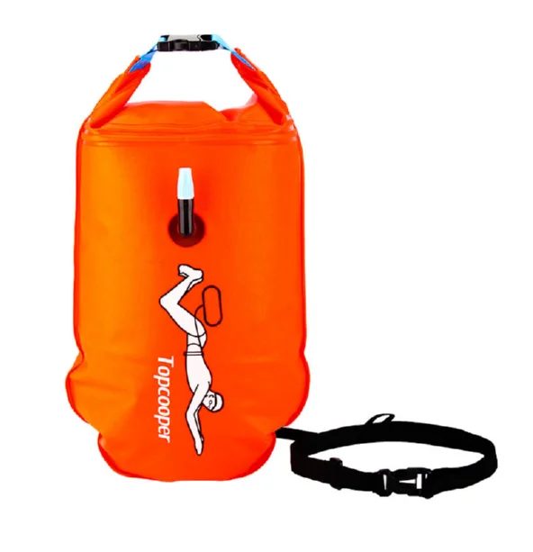 Topcooper Highly Visible Lightweight Swim Safety Buoy Inflatable Floating Dry Bag Tow Float for Open Water Swimmers