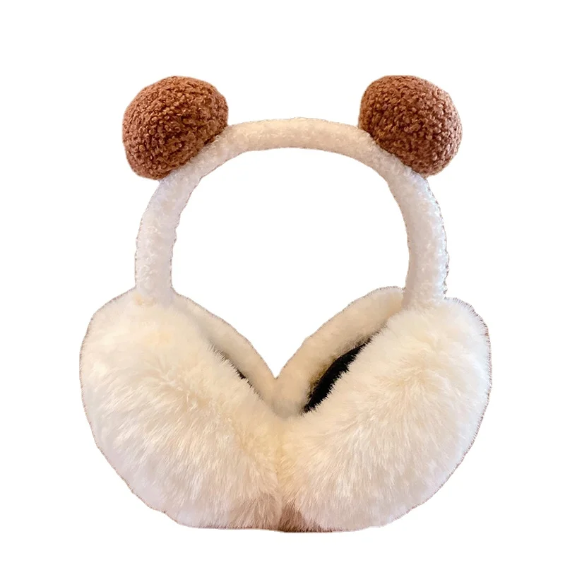 
Earmuffs Female winter lovely bear ear color contrast earmuffs keep warm and protect their cycling ear muffs for girls 