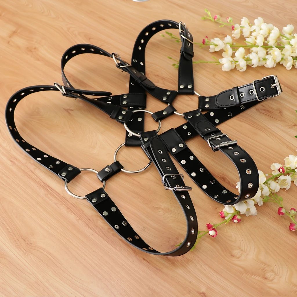 Fetish Gay BDSM Leather Chest Harness Men Adjustable Sexual Body Bondage Cage Harness Belts Gay Clothing for Adult Sex