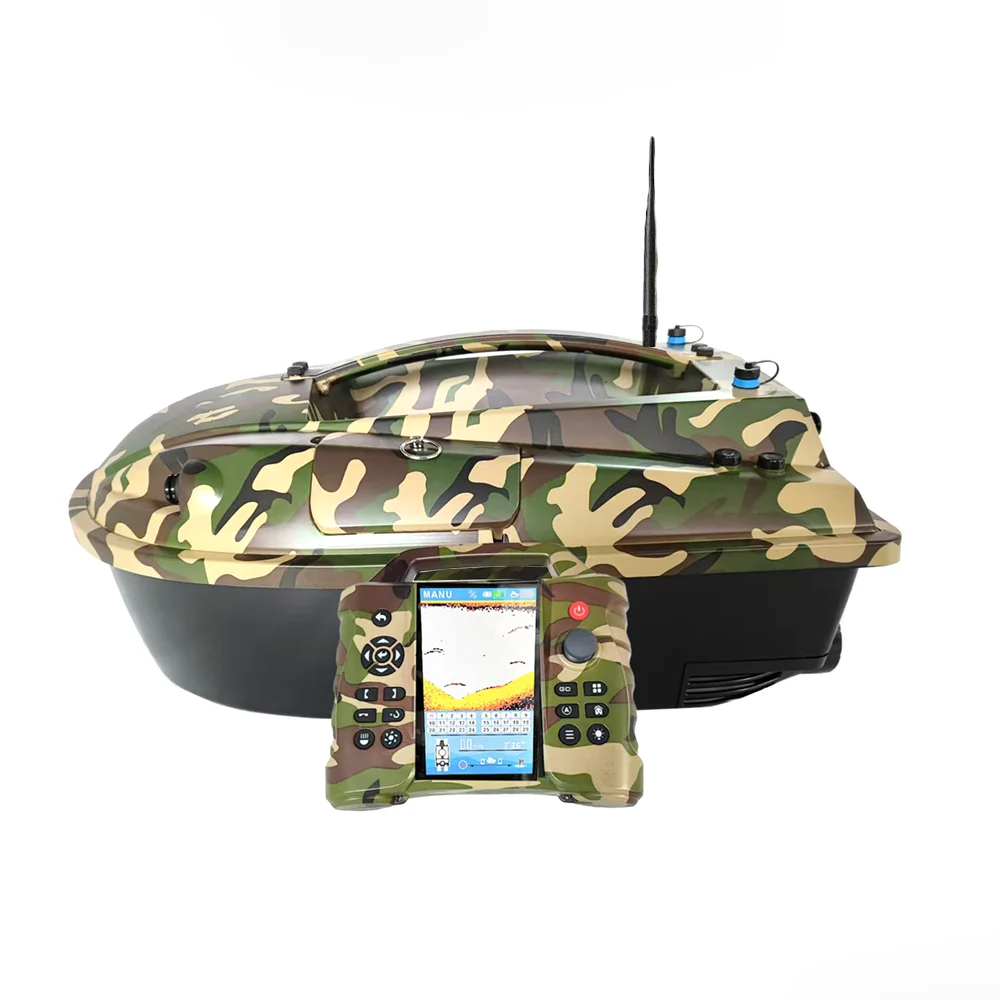 New camouflage sonar fish finder gps bait boat 3in1 Remote control bait boat carp fishing bait boat 1000M control distance