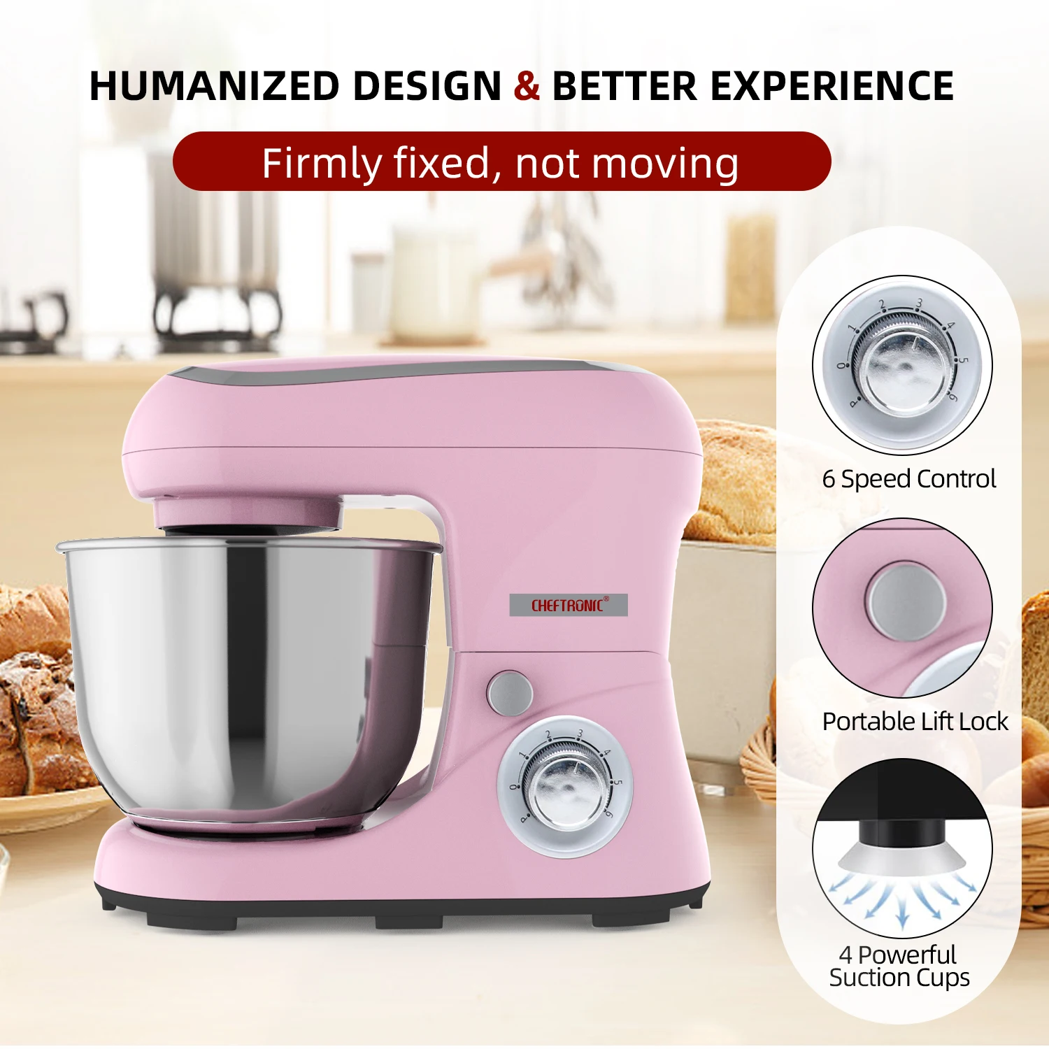 High Quality 1300W Electric Stand Mixer 5L Capacity Dough Maker Plastic Housing Accessories Includes Mixing Bowl Dough Hook