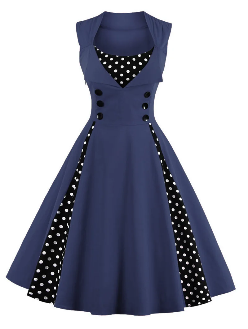 Women Robe Retro Vintage Dress 50s 60s Rockabilly Dot Swing Pin Up Summer Party Dresses Elegant Tunic Vestidos Casual