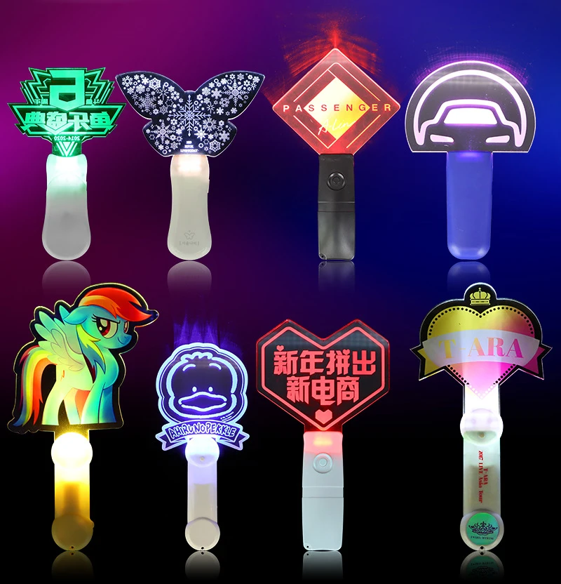 RGB Light Stick Led Acrylic Concert handheld led glow light wand stick with Lasert OEM LOGO Picture Cheer Up Sticks